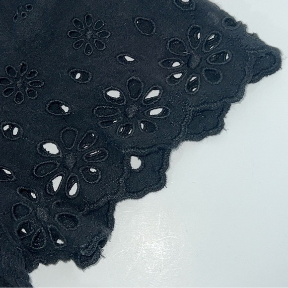 NWT Madewell Eyelet Lucie Square Neck Smocked Short Eyelet Sleeve Top Black S - Picture 12 of 13